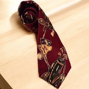 Golf Neck Tie American Sports Classics Clubs Balls Par Birdie Putt Vintage